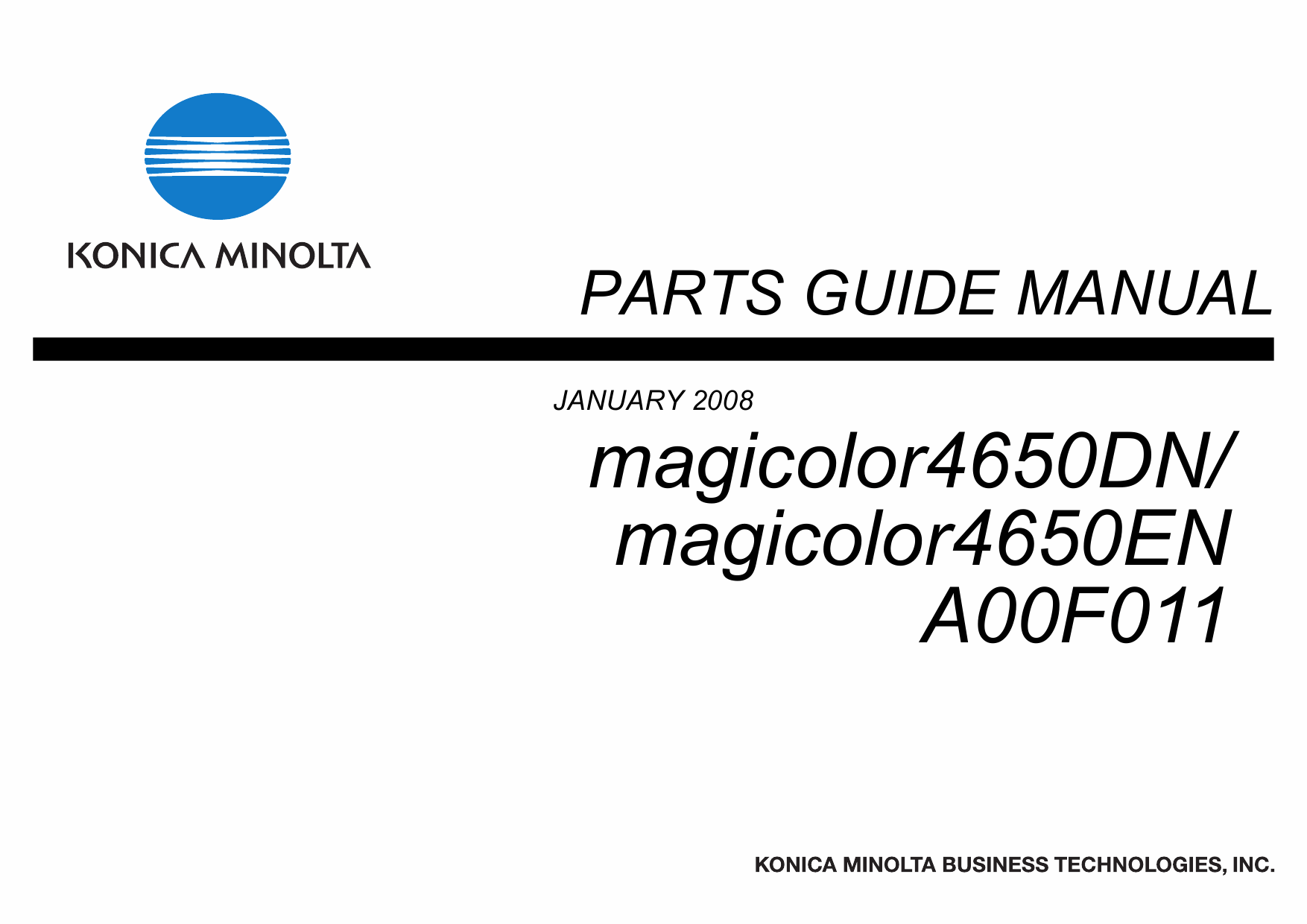 Konica-Minolta magicolor 4650DN 4650EN A00F011 Parts Manual-1